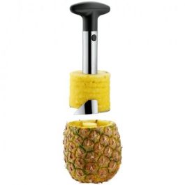 WMF 1873676030 Gourmet Ananasschneider - Cortador de piña de Acero Inoxidable, Apto para Lavavajillas, Negro