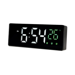 Q-connect Reloj Digital Sobremesa con Temperatura, 3 Alarmas y Control de Voz, 160x60x25mm