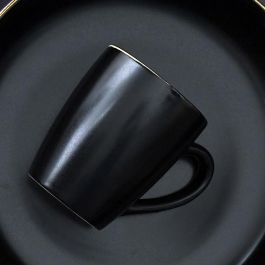 Home Deco Factory Mug 350 Ml Moscou Negro con Ribete Dorado 12,5x8,5 cm
