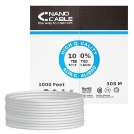 Bobina de Cable RJ45 FTP Nanocable 10.20.0704 Cat.5e/ 305m/ Gris Precio: 90.49999948. SKU: S0213982