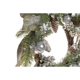 DKD Home Decor Corona de Navidad Alpina Nevado Verde Marrón PVC | 50 cm Diámetro | 10 cm Profundidad