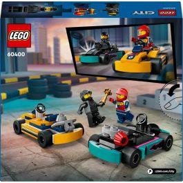 LEGO 60400 City Karts y Pilotos de Carreras, Juego de Construcción de Vehículos con 2 Minifiguras, Juguete para Niños y Niñas +4 Años