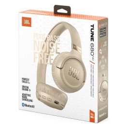 JBL Tune 680NC Auriculares Bluetooth Diadema con Cancelación Activa de Ruido (ANC) - Conectividad Inalámbrica y Alámbrica, 50h Autonomía, Plegables, Color Beige