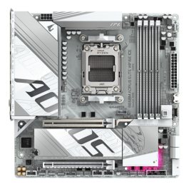 GIGABYTE B850M AORUS ELITE WIFI6E ICE Placa Base - Procesadores AMD Ryzen Serie 9000, 12+2+1 fases VRM digitales, hasta 8200MHz DDR5 (OC), 1xPCIe 5.0 + 1xPCIe 4.0 M.2, LAN 2.5, WiFi 7, USB 3.2 Gen 2