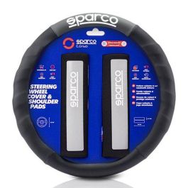 Sparco SPC1111KGR Funda Volante y Almohadillas Negro-Gris Polyester Antideslizante Lavable Universal Juego 2 Piezas