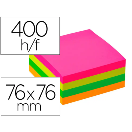 Q-connect Bloc de Notas Adhesivas Quita y Pon 76x76 mm Fluorescente con 400 Hojas Certificado FSC Precio: 2.50000036. SKU: B1AGDMSMLE