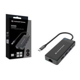 Conceptronic DONN14G Adaptador USB-C 7 en 1 a HDMI/USB-C PD/USB 3.0/GbE, 4K 30Hz, Compatible con Windows/Mac/Chrome OS