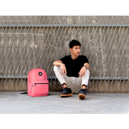 Antartik Mochila escolar con asa y bolsillo frontal con cremallera, color Coral, 320x140x430 mm