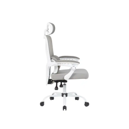 Q-connect Silla de Dirección Reggio Malla Ergonómica Altura Ajustable Color Gris Cuerpo Blanco Ruedas Premium