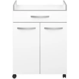 HARMONY Carrito de Cocina Blanco Mate L 60cm x 44.5cm x 81.5cm con Cajón y Puertas