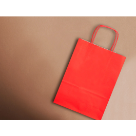 Q-connect Bolsa Papel Celulosa Rojo L con Asa Retorcida 320x400x140 mm (Paquete de 25)