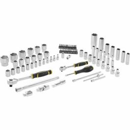 Stanley SET 81 PIEZAS de Vasos 1/4'' y 1/2'' FATMAX con Carraca de 120 Dientes, Extensiones y Puntas
