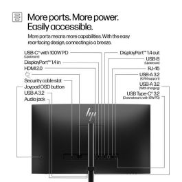 HP 527pm Series 5 Pro Monitor de Conferencias 27 pulgadas QHD USB-C con Inteligencia Artificial y ajuste personalizable