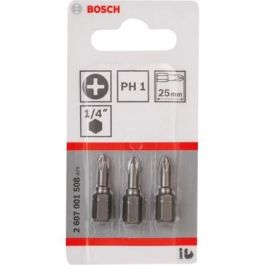 Bosch 2 607 001 508 - Puntas de destornillador Phillips PH 1 de 25 mm - Juego de 3 piezas