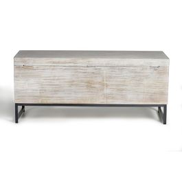 Giner y Colomer Baúl de Madera de Mango y Patas Metal Blanco Envejecido 50x116x40 cm