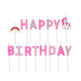 Set de Velas Happy Birthday Unicornio Multicolor para Decoración