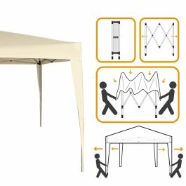 Aktive Cenador Plegable Poliester Crema 300x300x240 cm con Estructura de Acero