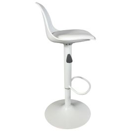 Home Deco Factory Taburete Bar Isak Blanco Regulable Diseño Moderno Asiento Acolchado 83-104cm