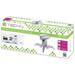 Techly ICA-PM 2S Soporte de Techo para Proyector, Extensible 130mm, Inclinable/Giratorio, Plata, 20 kg