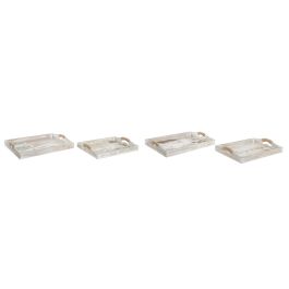 DKD Home Decor Bandeja Scandi de MDF Color Beige, Set de 2 Unidades, Medidas: Ancho 40 x Largo 30 x Alto 6 cm