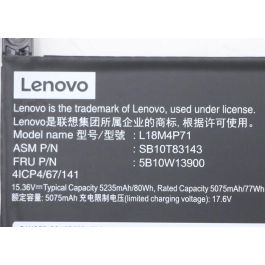Lenovo Batería Interna de Litio-Ion 4 Celdas 80.4Wh de Alta Capacidad, Compatible con Sistemas Lenovo con Tecnología SMP para Portátiles