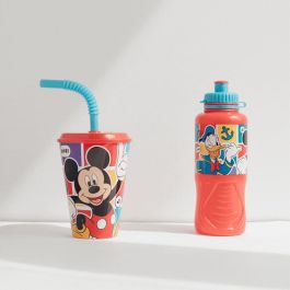 Disney Vaso Easy Sport CZ11364 con Pajita para Niños 430 mL Mickey Mouse Licencia Oficial
