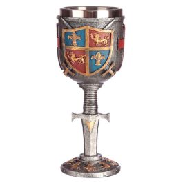 Copa Medieval con Escudo y Espada de Resina y Acero Inoxidable - 18cm