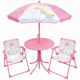 Fun House FUN3700057133962 Conjunto Muebles Jardín Infantil Unicornio: Mesa Al.46x46cm, 2 Sillas Plegables, Sombrilla Al.125x100cm Precio: 71.79000059. SKU: B1ESMTW988