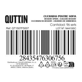Inde Set 6 Cucharas de Postre Sofia, 1.5 mm, Acero Inoxidable, 14.5x3.5 cm (12 Cajas)