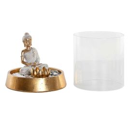DKD Home Decor Figura Oriental Buda Tulipa Dorado y Plateado 16 x 18 x 16 cm (2 Unidades)