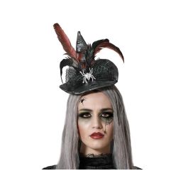 Diadema de Bruja Gris con Plumas y Araña Brillante para Disfraces Góticos y Halloween Precio: 2.98999954. SKU: S1131768
