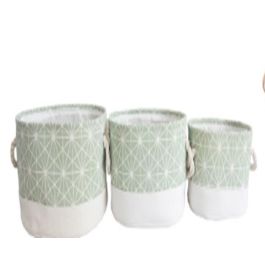 DKD Home Decor Cesta de Almacenamiento Urban Set de 3 Piezas Verde Beige 30x30x35 cm en Poliester y Eva con Diseño Geométrico Precio: 16.30596. SKU: S3028964