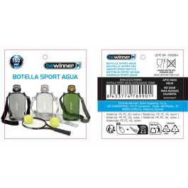 Inde Botella de Agua Deportiva c/Colgador 750 ml, Botella Reutilizable con Arnés, 21.8 cm (12 Unidades)