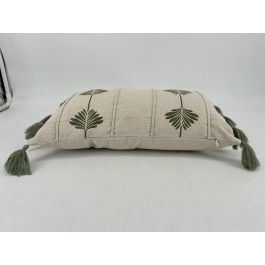 DKD Home Decor Cojín Boho Crudo Verde 50 x 30 cm Algodón con Cremallera (2 Unidades)