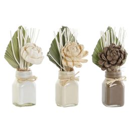 DKD Home Decor Set de 3 Plantas Shabby Flor Seca Cerámica Blanco Beige 8 x 20 x 21 cm