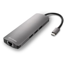 Sharkoon Adaptador Combo USB 3.0 Tipo C con HDMI, RJ-45 y USB 3.2 Gen 1 – Gris Oscuro