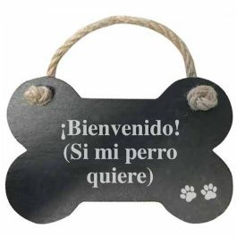 Decoración Colgante Magnet & Steel Bienvenido (si mi perro quiere) Hueso Pizarra Cuerda