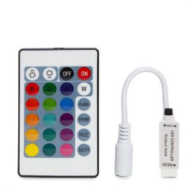Controlador Mini Mando a Distancia IR 24 Teclas para Tira LED RGB 12VDC 72W - Control de Color, Brillo y Velocidad con PWM sin Parpadeo