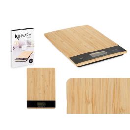 Báscula Digital de Bambú Kinvara 5 kg, 15x21.6x2 cm, Natural/Negro (6 Unidades)