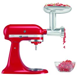 KitchenAid 5KSMMGA Picador de Carne, Aluminio y Acero Inoxidable, 3 Discos, Incluye Accesorio para Embutir