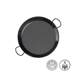 Vaello Paellera Tradicional de Acero Esmaltado Ø34 cm para 6 Personas, Compatible con Cocinas de Gas