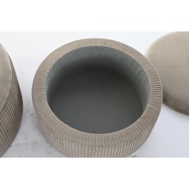 DKD Home Decor Reposapiés Gris Claro Poliester/MDF Set de 2 Piezas 70x70x32 cm