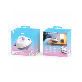 Wondee Cosmo Bubbly Altavoz Bluetooth Portátil Inalámbrico con Efectos de Luz, Diseño Nave Espacial, Sonido Potente, Luz Nocturna, Incluye 50 Pegatinas