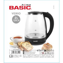 Basic Home Hervidor de Agua Eléctrico de Vidrio 2 L - 1500W Inde - 21 x 15,5 x 22,5 cm (6 Unidades)