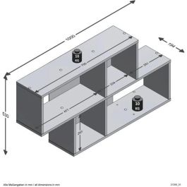 Estante de pared NORA - Decoración en roble arena y antracita - L100 x H53 x D19,5 cm - Hecho en Alemania