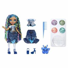 Rainbow High Muñeca Skyker 22 cm Azul con Slime Transparente y Diferentes Tipos de Brillo. Edad 4+ años.