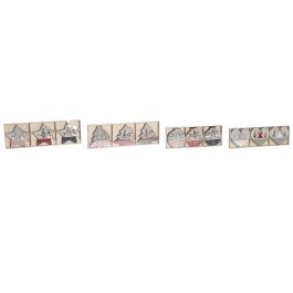 DKD Home Decor Decoracion Colgante Navidad Tradicional Rosa Rojo Madera Set de 6 Piezas 1.5 x 9 x 23 cm