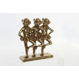 DKD Home Decor Figura Colonial Monos Bailarinas de Resina Dorada 9.5 x 24 x 23 cm