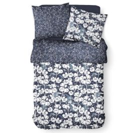 Today Mawira Juego de Ropa de Cama 100% Algodón 57 Hilos 260x240 cm con 2 Fundas Almohada 63x63 cm Azul Marino Floral