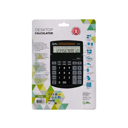 Liderpapel Calculadora Sobremesa XF40 12 Dígitos Solar y Pilas Negro 40% Reciclada 175x120x30 mm